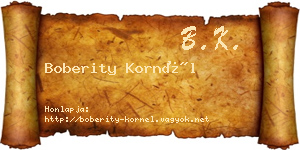 Boberity Kornél névjegykártya